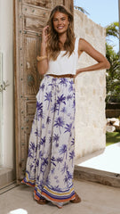 Avery Wide Leg Pants - Blue Palm