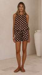 Alma Shorts - Chocolate/White Polka Dot