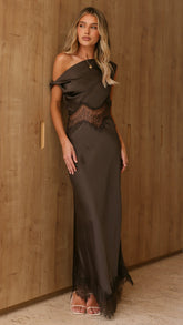 Bella Lace Maxi Dress - Espresso