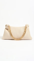 Arrow Weave Shoulder Bag - Stone