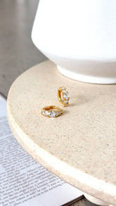 Birch Crystal 18K Gold Plated Huggie Earrings - Gold