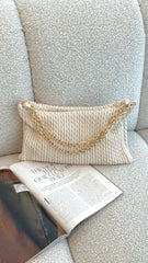 Arrow Weave Shoulder Bag - Stone