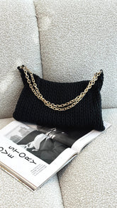 Arrow Weave Shoulder Bag - Black