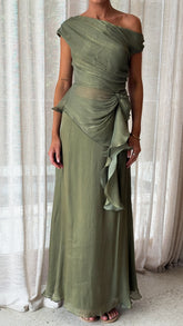 Amari Top and Maxi Skirt Set - Olive
