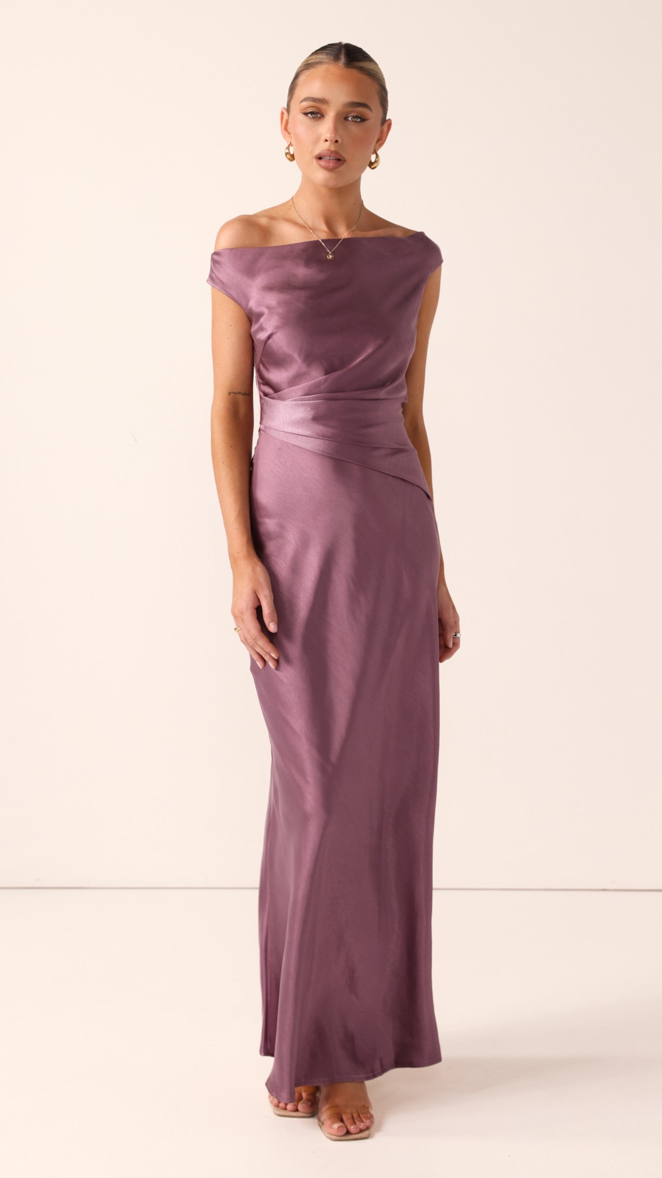 Auria Off Shoulder Maxi Dress - Plum
