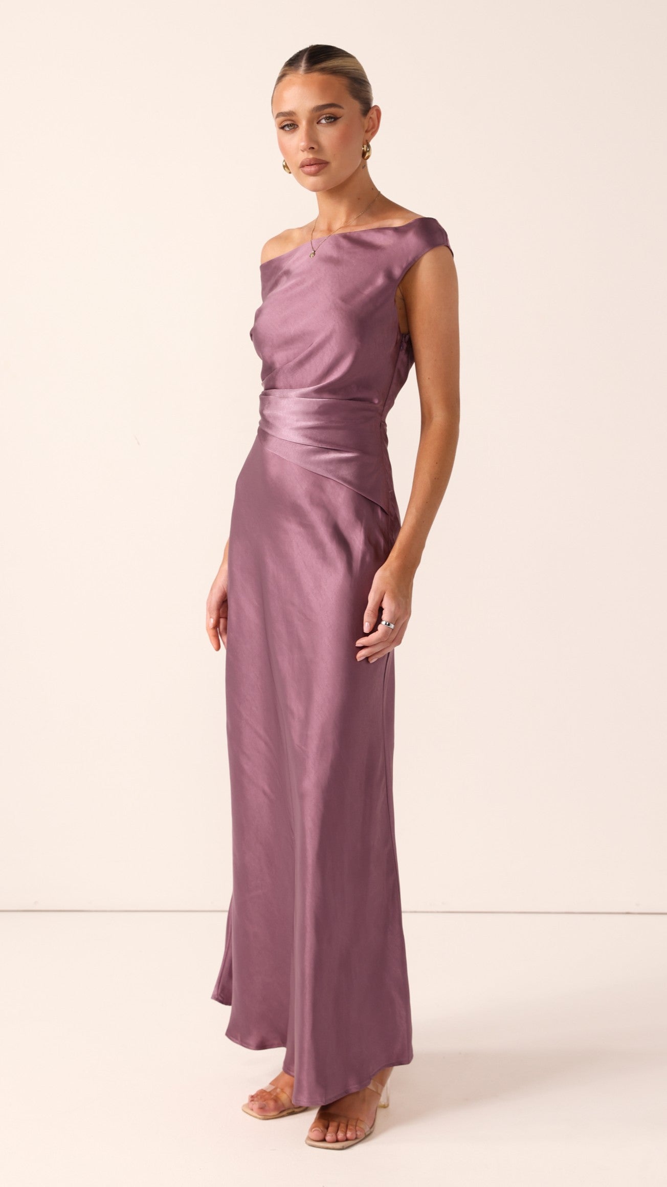Auria Off Shoulder Maxi Dress - Plum