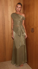 Amari Top and Maxi Skirt Set - Olive