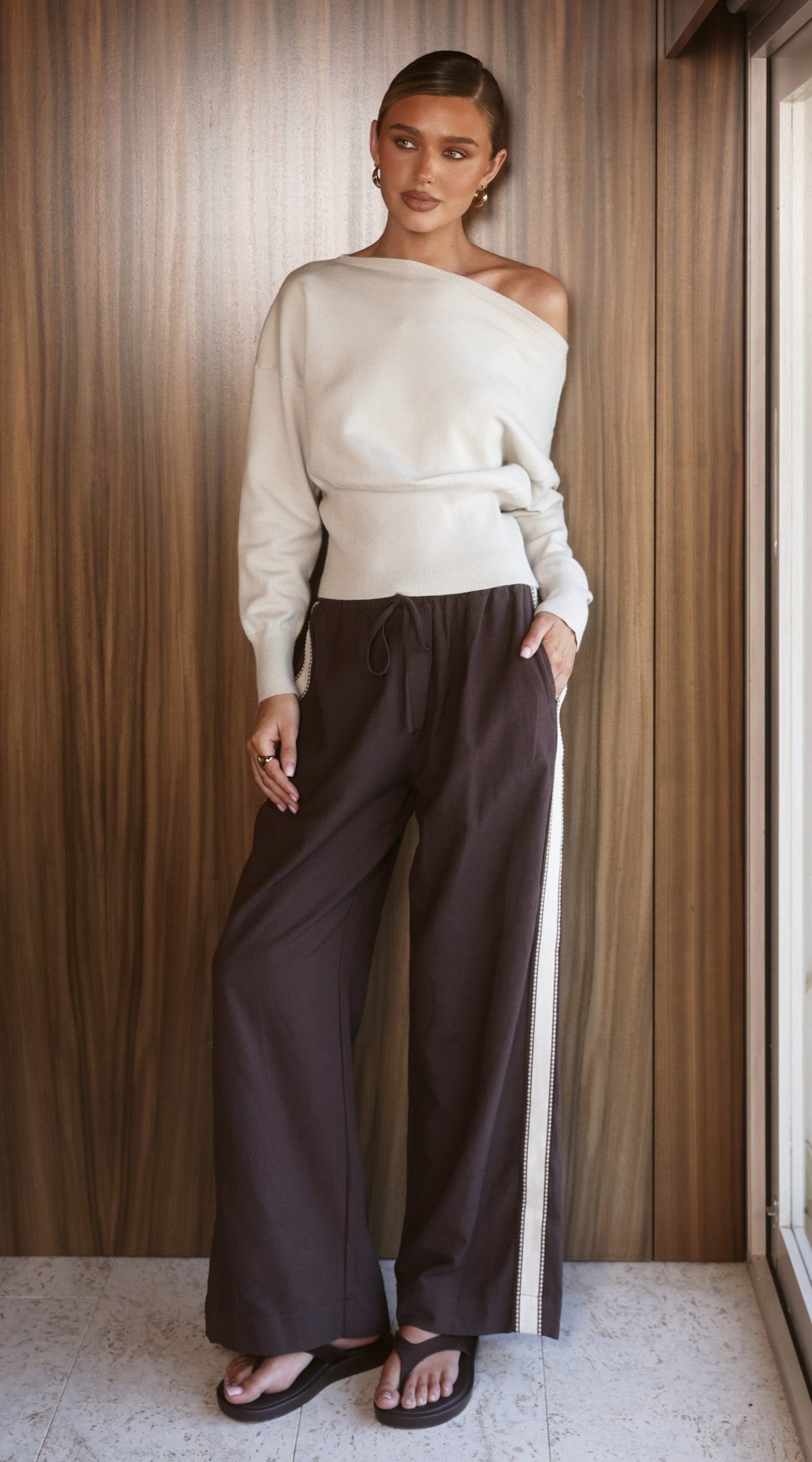 Belara Pants - Chocolate/Beige