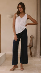 Annie Scoop Neck Tank - White