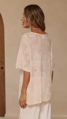 Arlo Oversized Sequin Top - Beige Floral