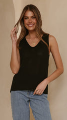 Annie Scoop Neck Tank - Black