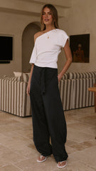 Audrey Pinstripe Tapered Pant - Navy