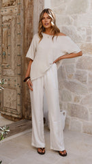 Blair Off Shoulder Tee - Oatmeal