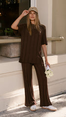 Bayu Knit Pants - Brown