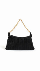 Arrow Weave Shoulder Bag - Black