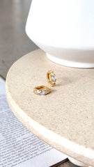 Birch Crystal 18K Gold Plated Huggie Earrings - Gold