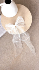 Bella Bow Pearl Clip - White