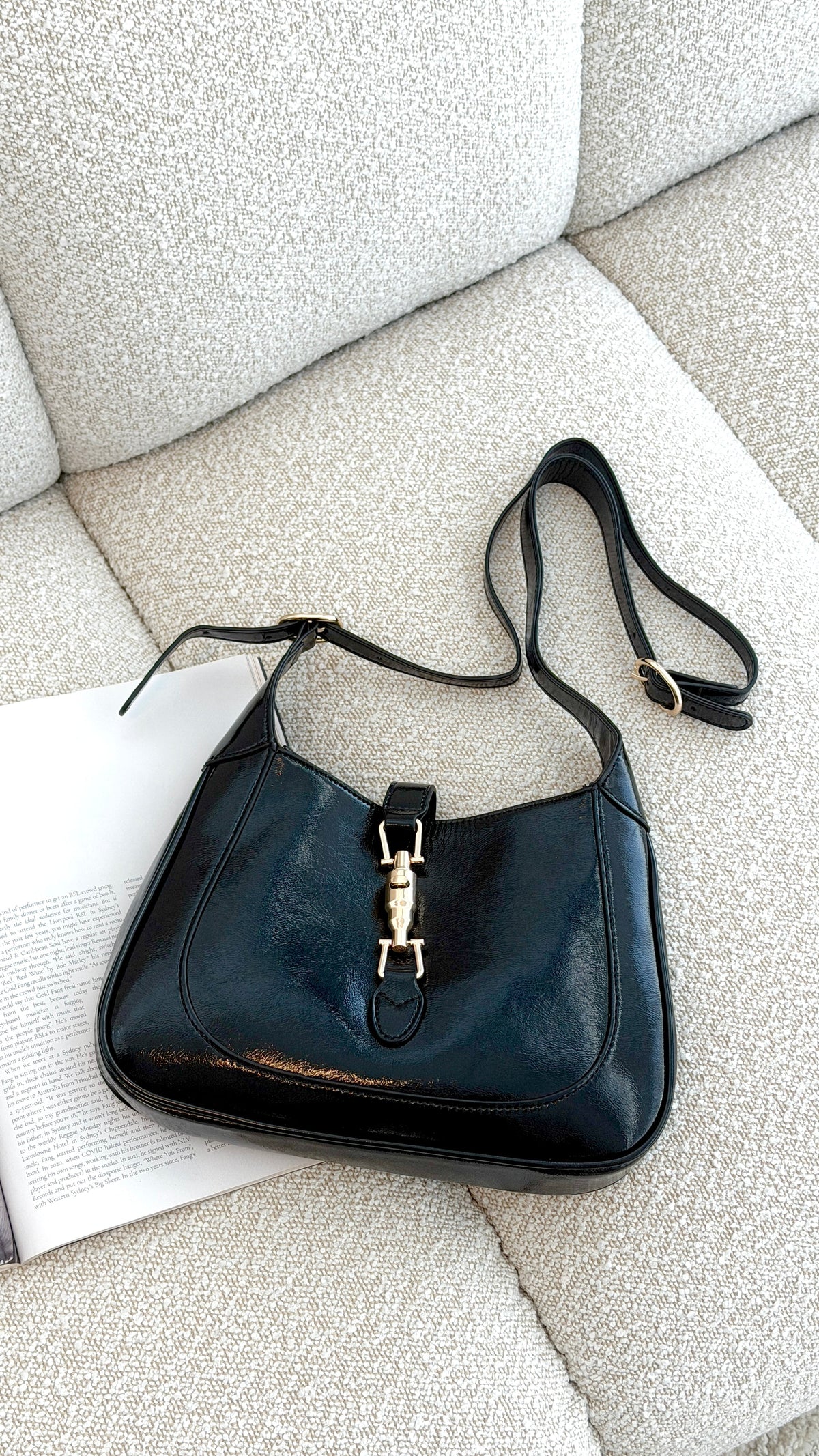 Alix Shoulder Bag - Black Crinkle Patent
