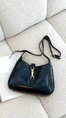 Alix Shoulder Bag - Black Crinkle Patent
