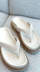 Arlette Slide - Cream Raffia