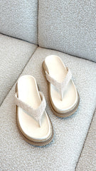 Arlette Slide - Cream Raffia